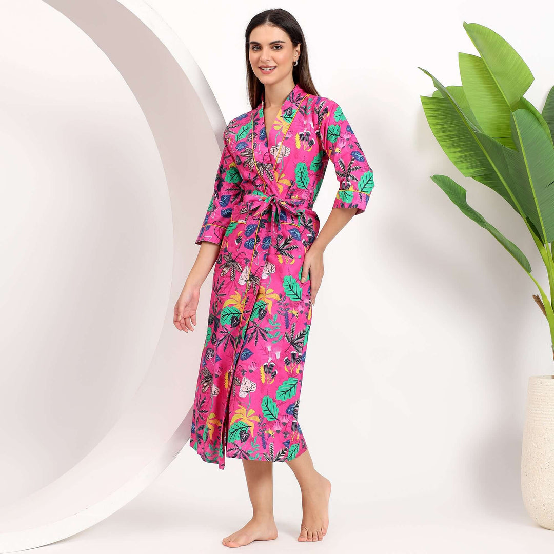 ladies long cotton dressing gown Women's Multicolored Luxury Bathrobe