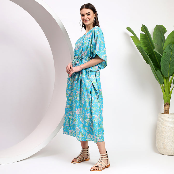 Bohemian vintage kaftan – Indian hand block print cotton dress