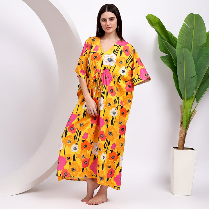 Floral Caftan Dress Long