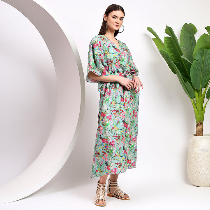 Indian print cotton kaftan – Moroccan style caftan dress for women