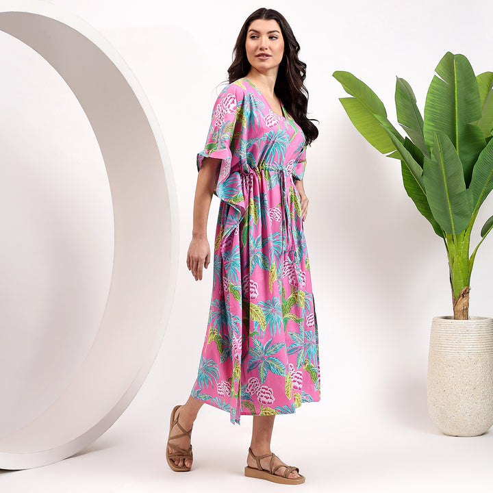 Cotton kaftan dress – Indian floral block print style