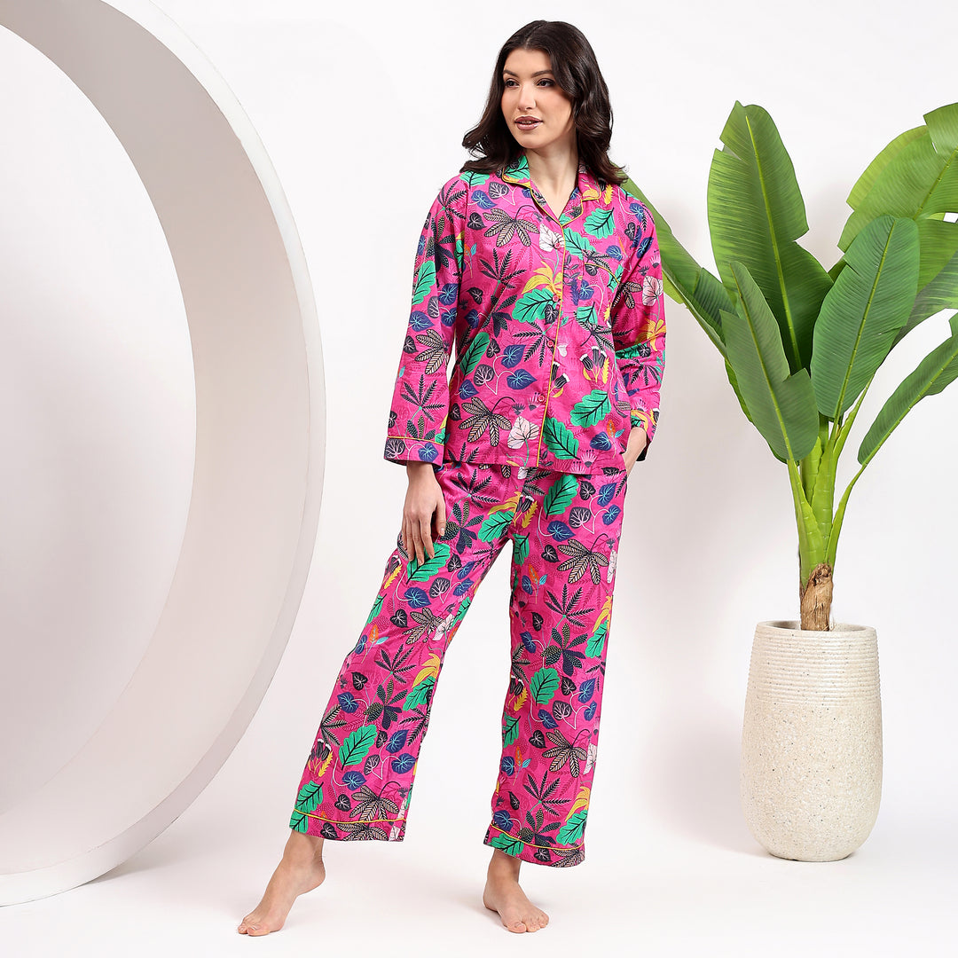Tropical Print Pajama Set for Women – Floral Pajamas & Matching PJs