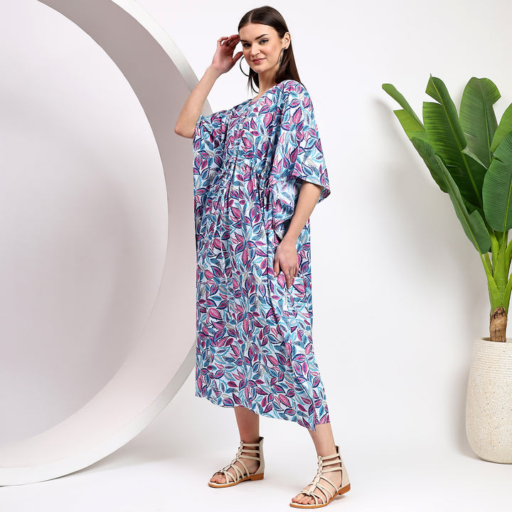 Boho floral kaftan – handmade cotton block print dress for women