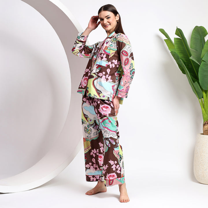 Comfortable floral pajamas – block print cotton PJs for women