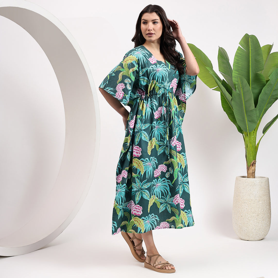 Bohemian cotton caftan – block print kaftan dress for ladies