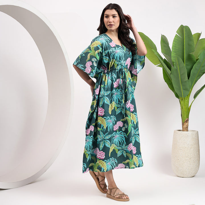 Bohemian cotton caftan – block print kaftan dress for ladies