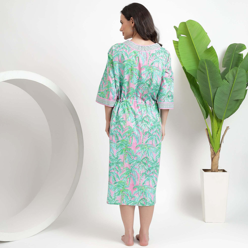 Indian cotton kimono robe – women’s dressing gown with traditional hand block printed designs