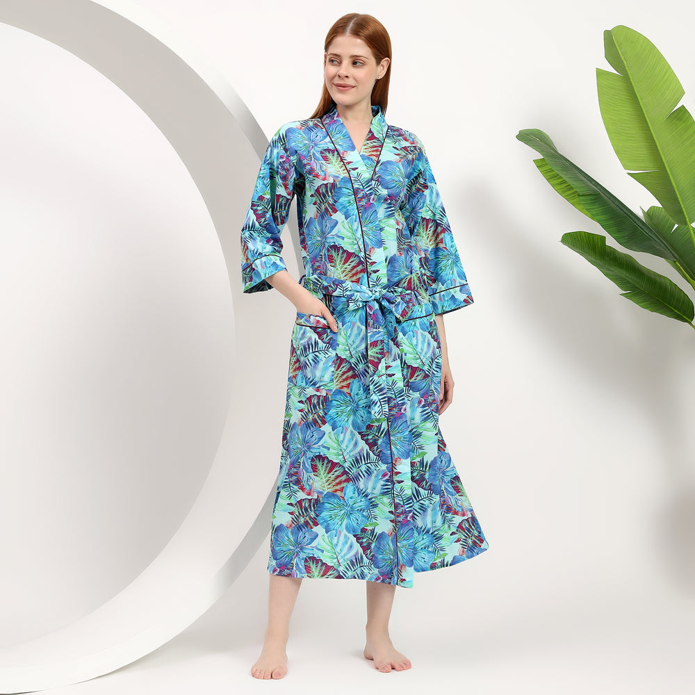 Robe women long robe women's tropical print Indian kimonos Indolibas