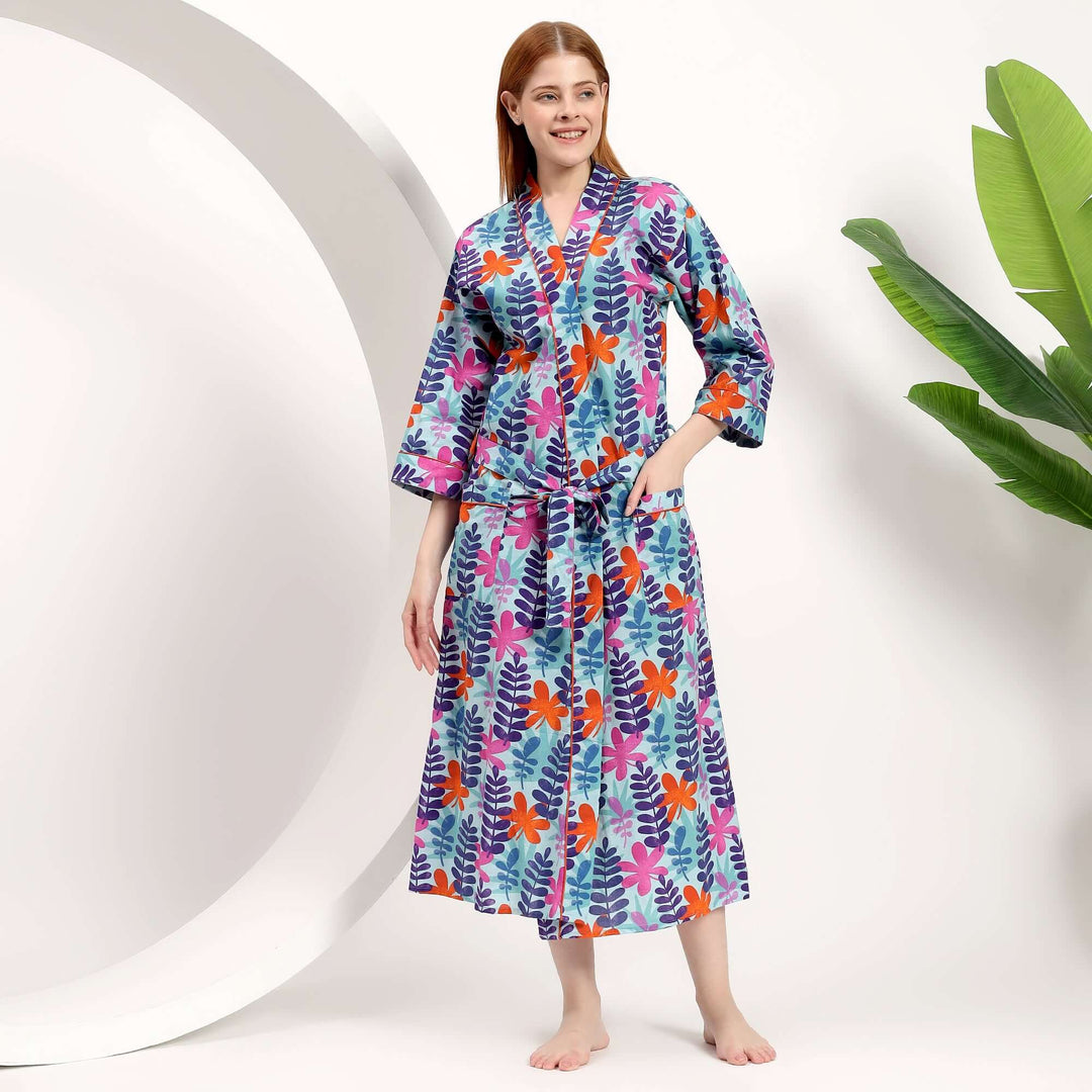 Wholesale Tropical Print Kimono Robe for Boutiques 5 piece MOQ