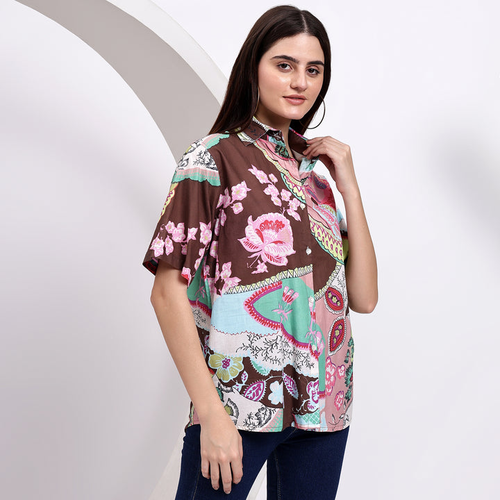 Classic Floral Printed Cotton Shirts for Women