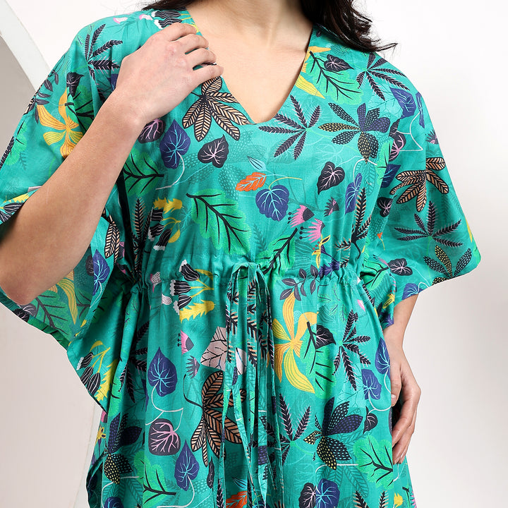 Indian tropical abaya – cotton block print kaftan dress