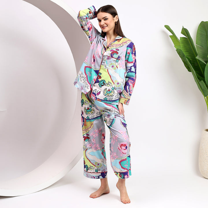 Comfortable floral cotton pajamas – handmade Indian block print PJs