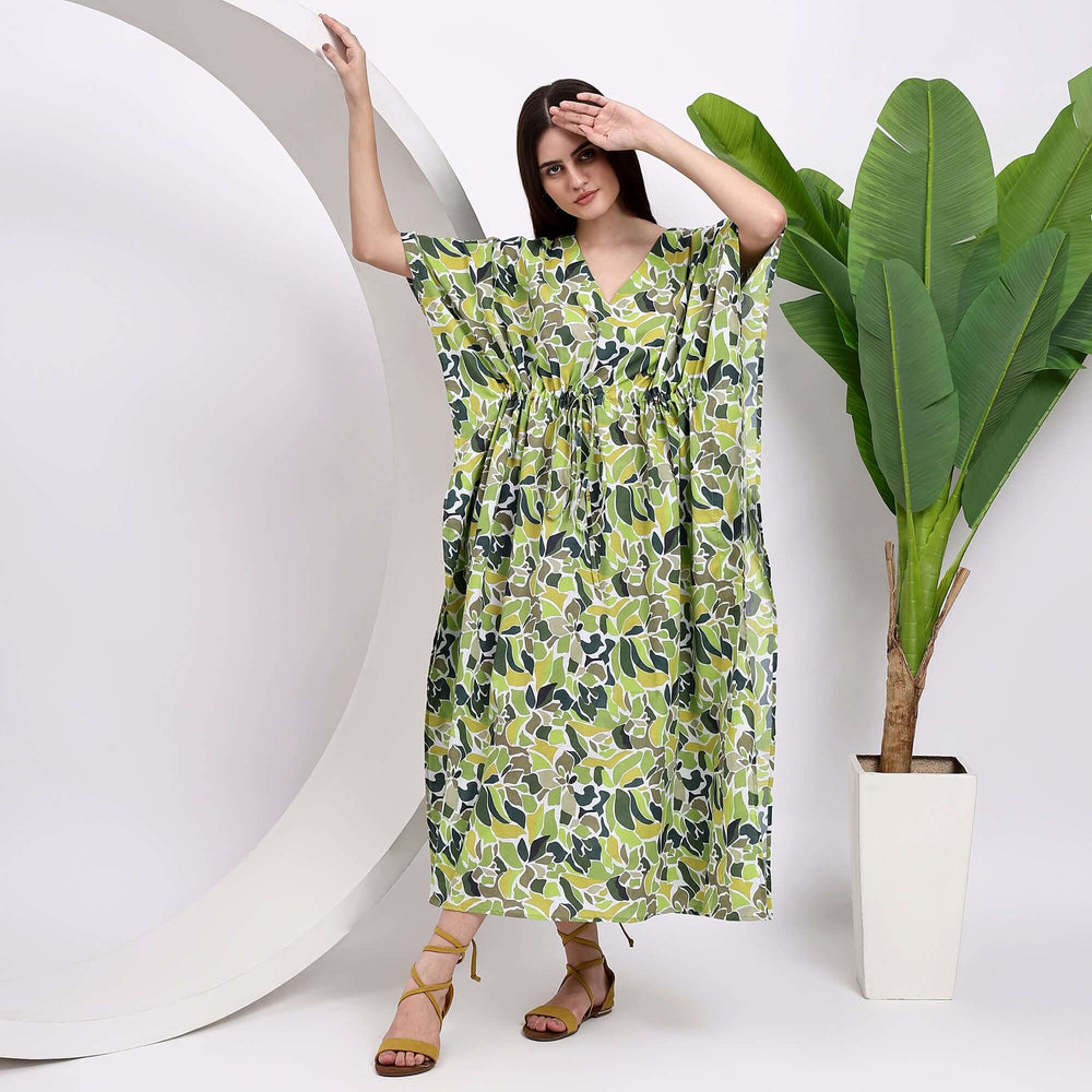 Floral kaftan for women – plus size cotton dress