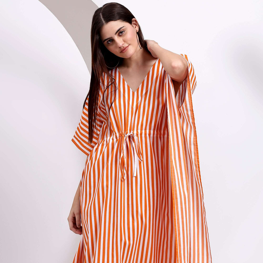 Striped cotton kaftan – Indian block print dress