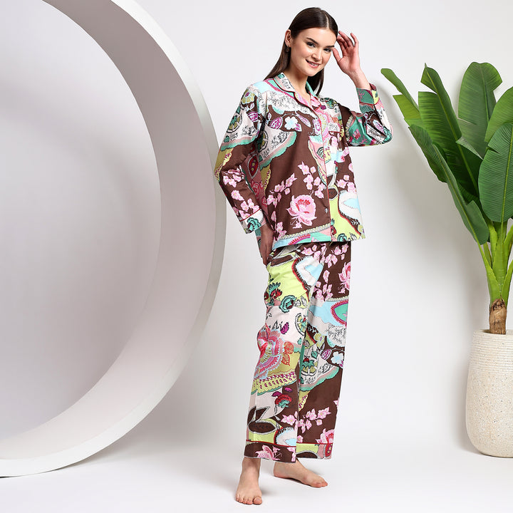 Comfortable handmade cotton pajamas – floral block print PJs
