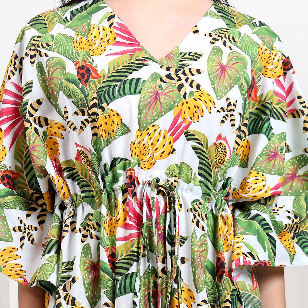 Indian block printed caftan – tropical lounge dress