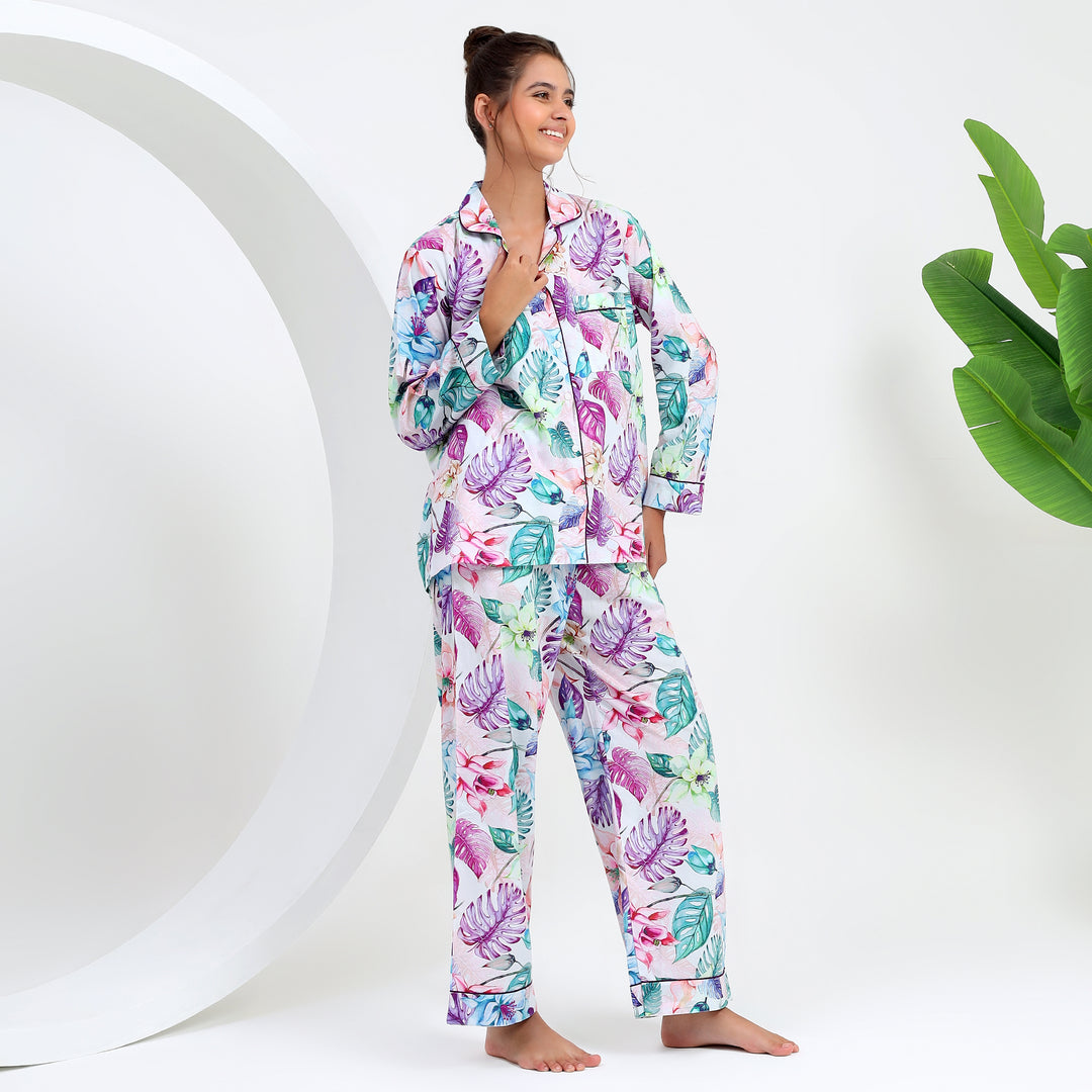 Tropical Pajamas Pattern | Cotton Family Matching Sets Indian PJs – Indolibas