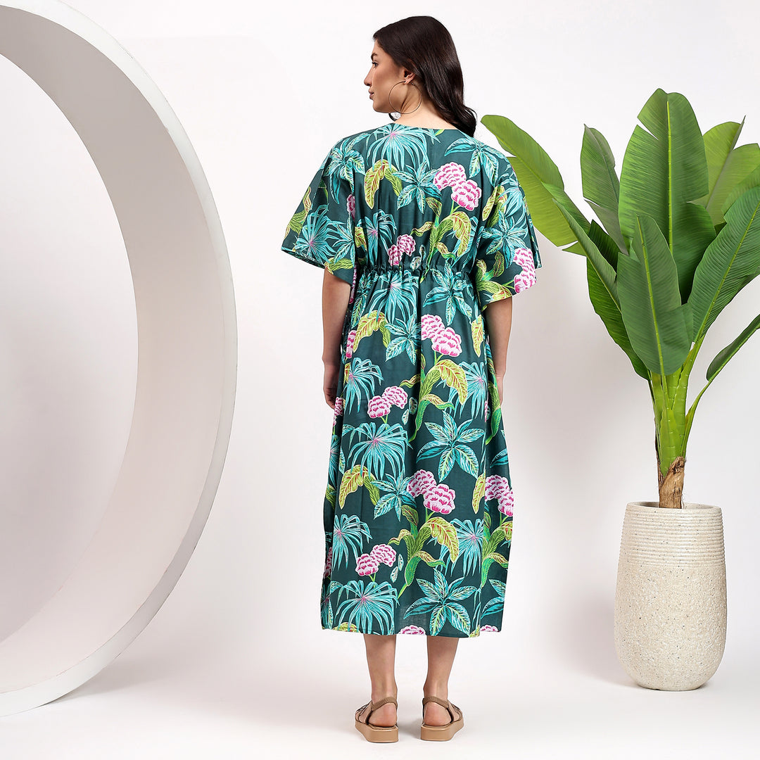 Block printed cotton caftan – bohemian kaftan dress for women