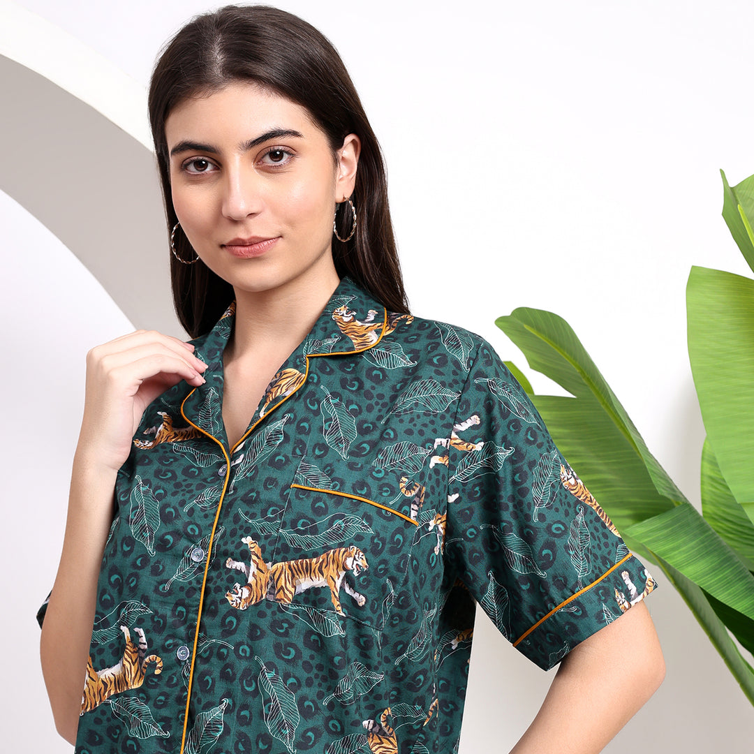 Cotton Safari Shirt with PJ Shorts ~ Modern and Wild!