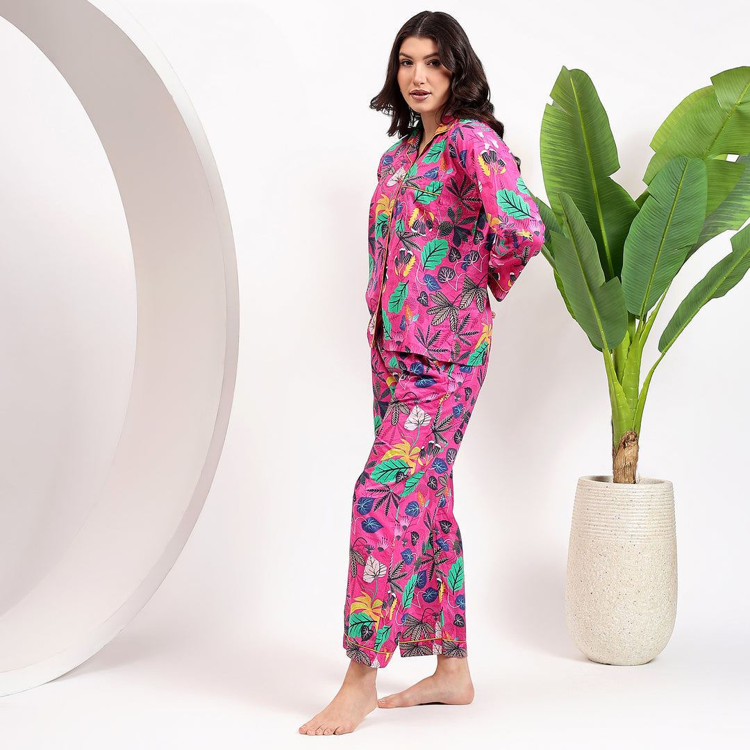 Matching tropical cotton pajamas & PJs – floral design