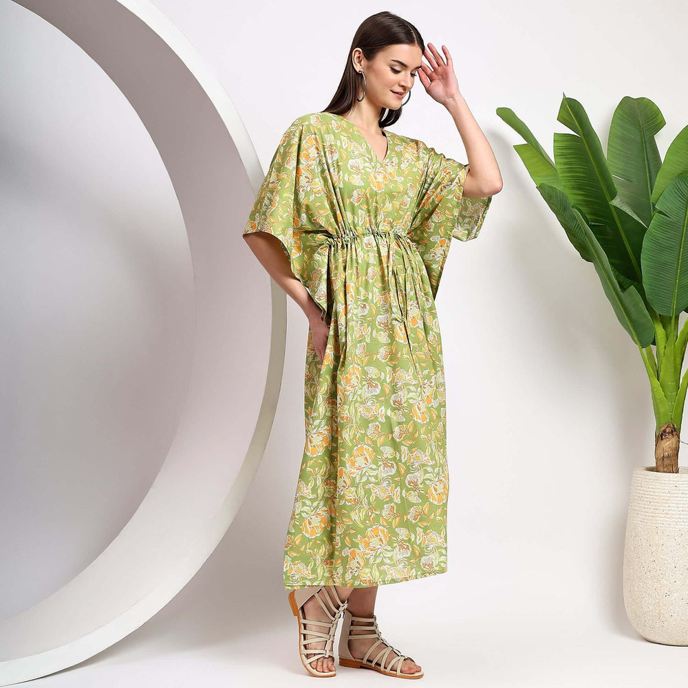 Handmade cotton kaftan – Indian block print caftan dress for women