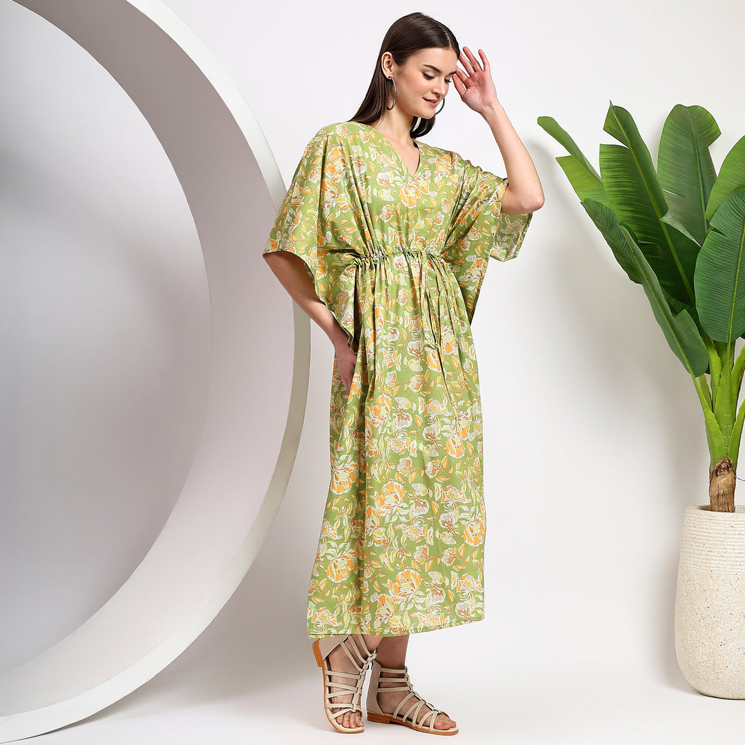 Handmade cotton kaftan – Indian block print caftan dress for women