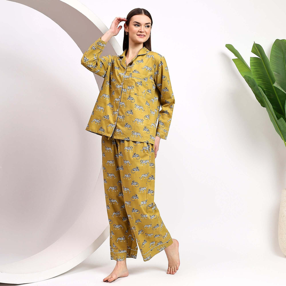leopard print matching pajamas for women in soft cotton, perfect for lounging or cozy family nights.