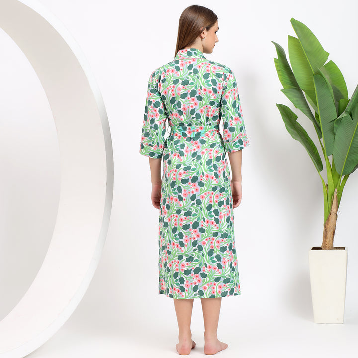 Handmade floral kimono robe – lightweight cotton gown