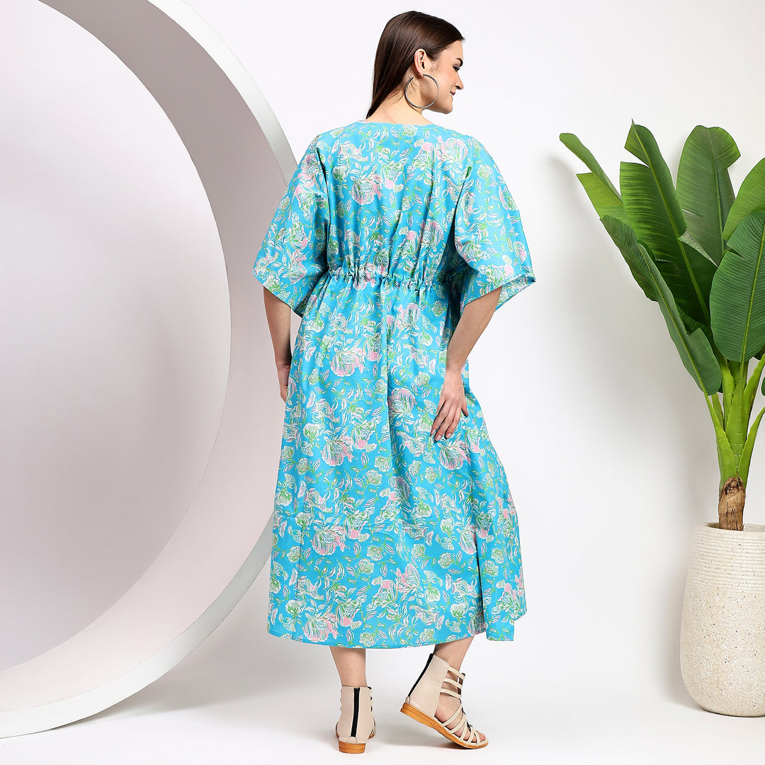 Indian cotton caftan – vintage style block printed kaftan for women