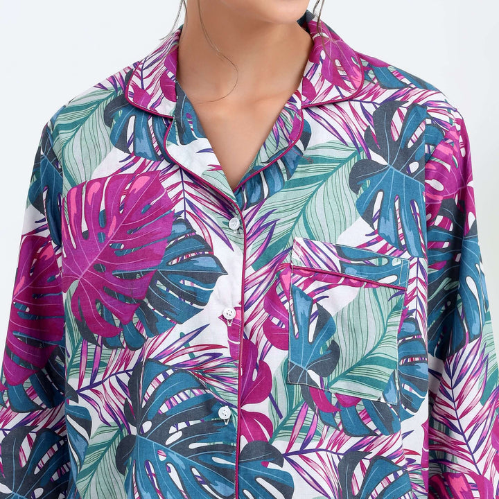 Women's pjs set indian cotton tropical print pajamas loungewear Indolibas
