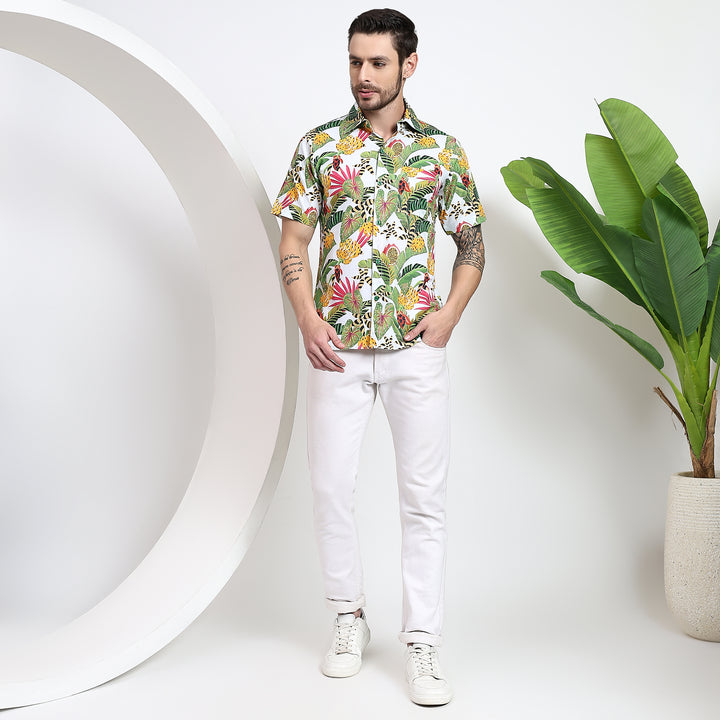 Tropical floral print shirt for men, perfect for summer style