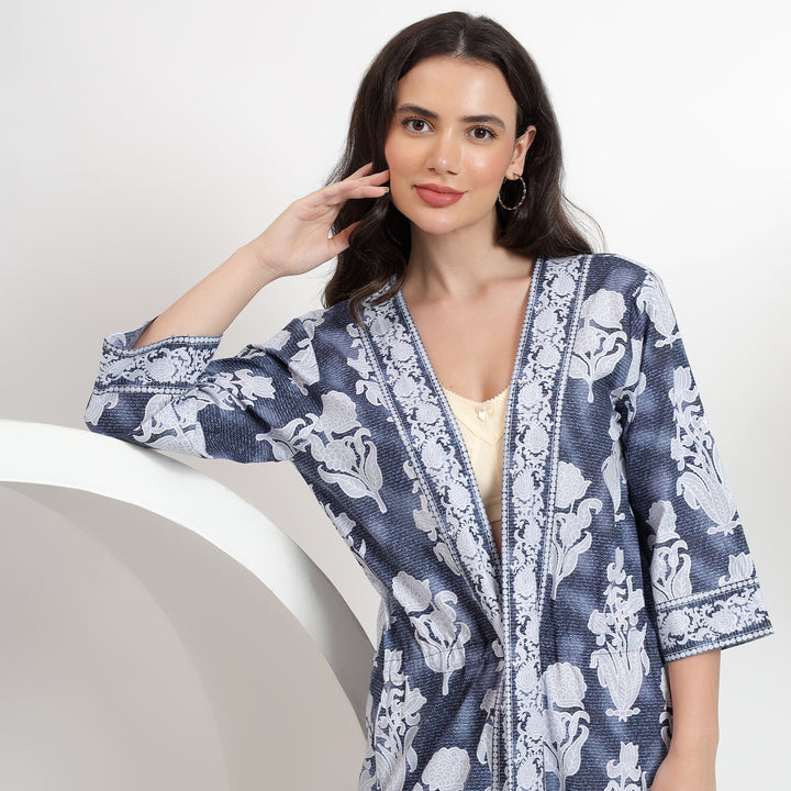 Floral Printed Cotton Robes | Beachwear Dress for Women