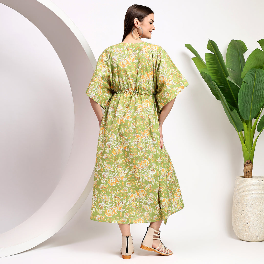 Indian block printed kaftan – handmade cotton dress for women