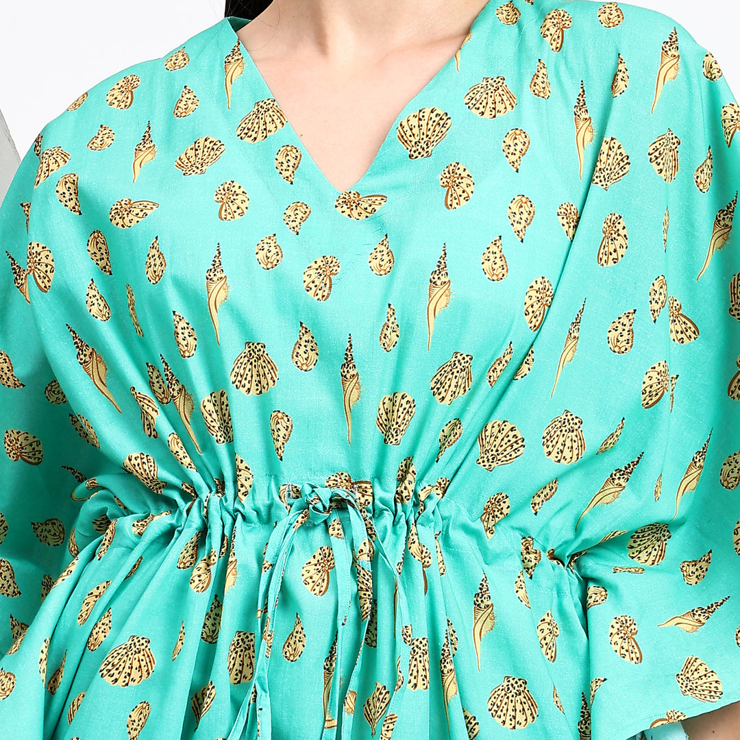 Hand block print kaftan – vintage Japanese style cotton caftan