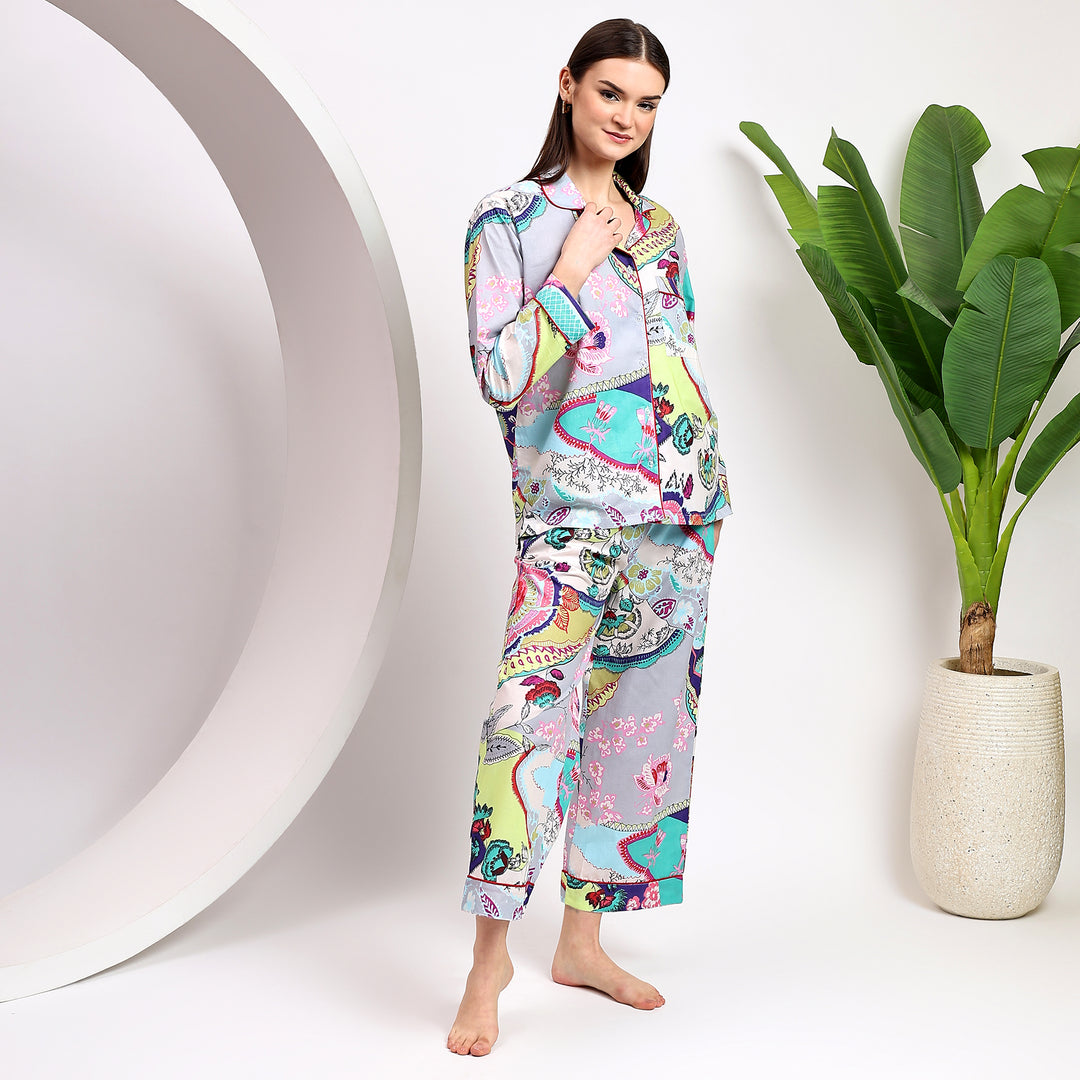 Handmade Indian cotton pajamas – floral block print PJs
