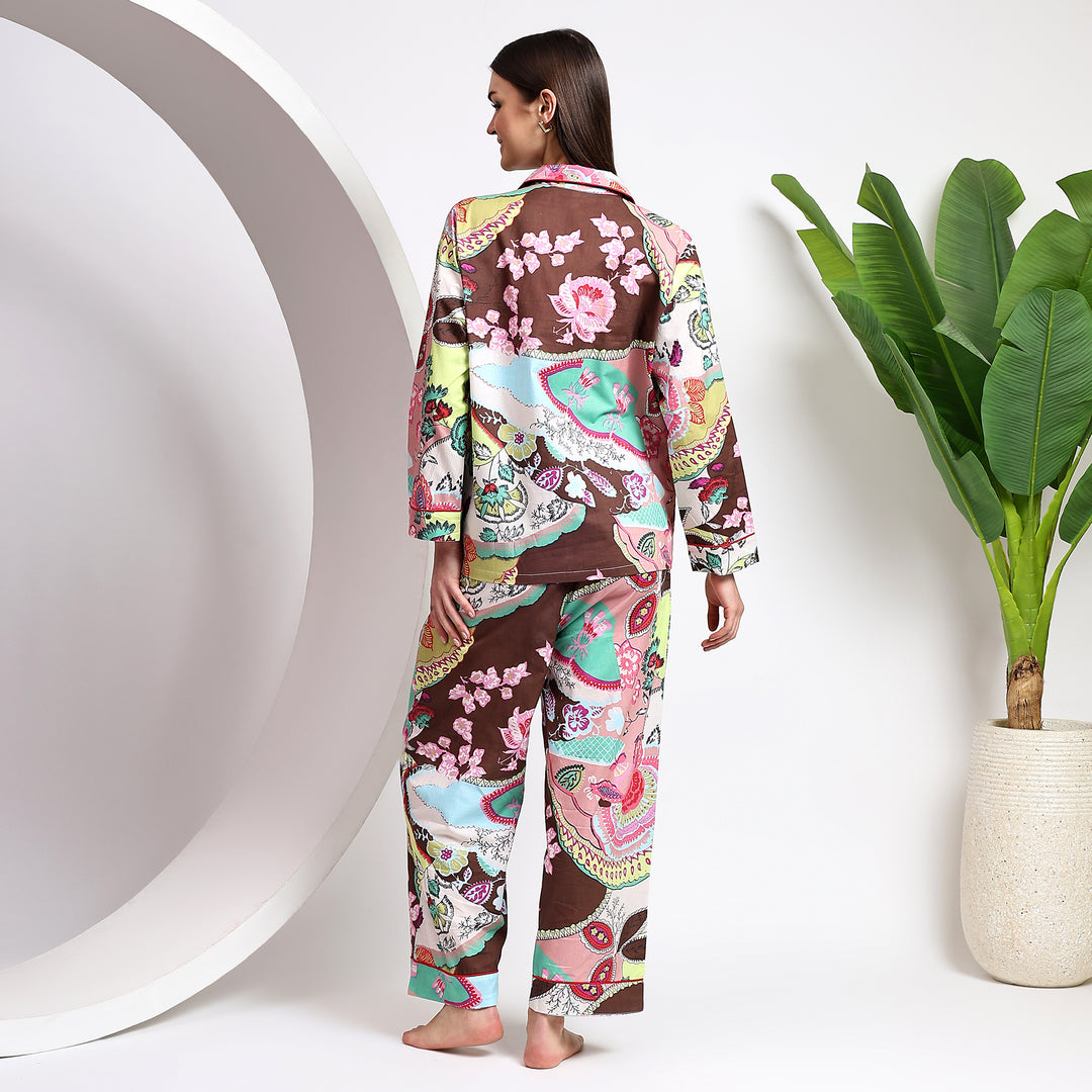 Soft cotton floral PJs – block print pajama set for women
