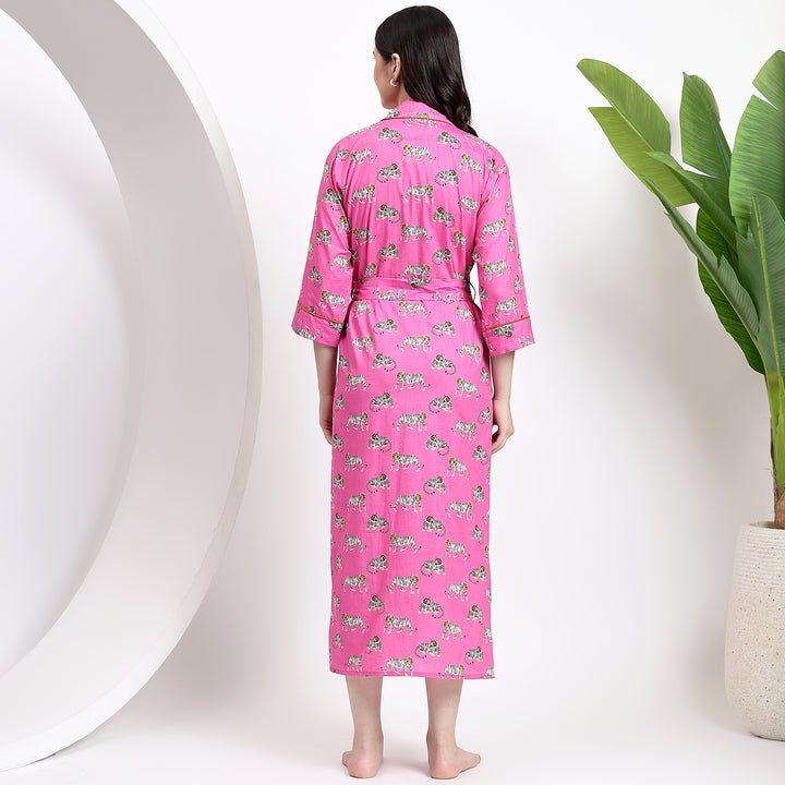 Unisex kimono cover-up with bold animal motifs