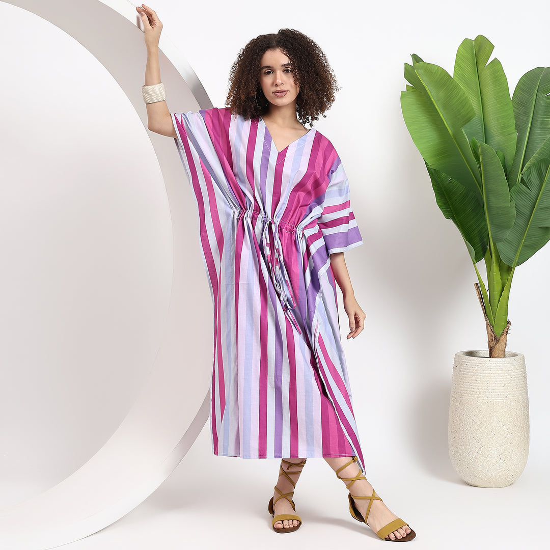 Vibrant striped kaftan with timeless appeal for women