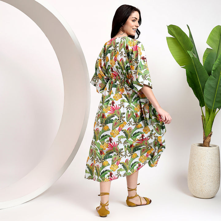 Long cotton kaftan for summer – handmade block print