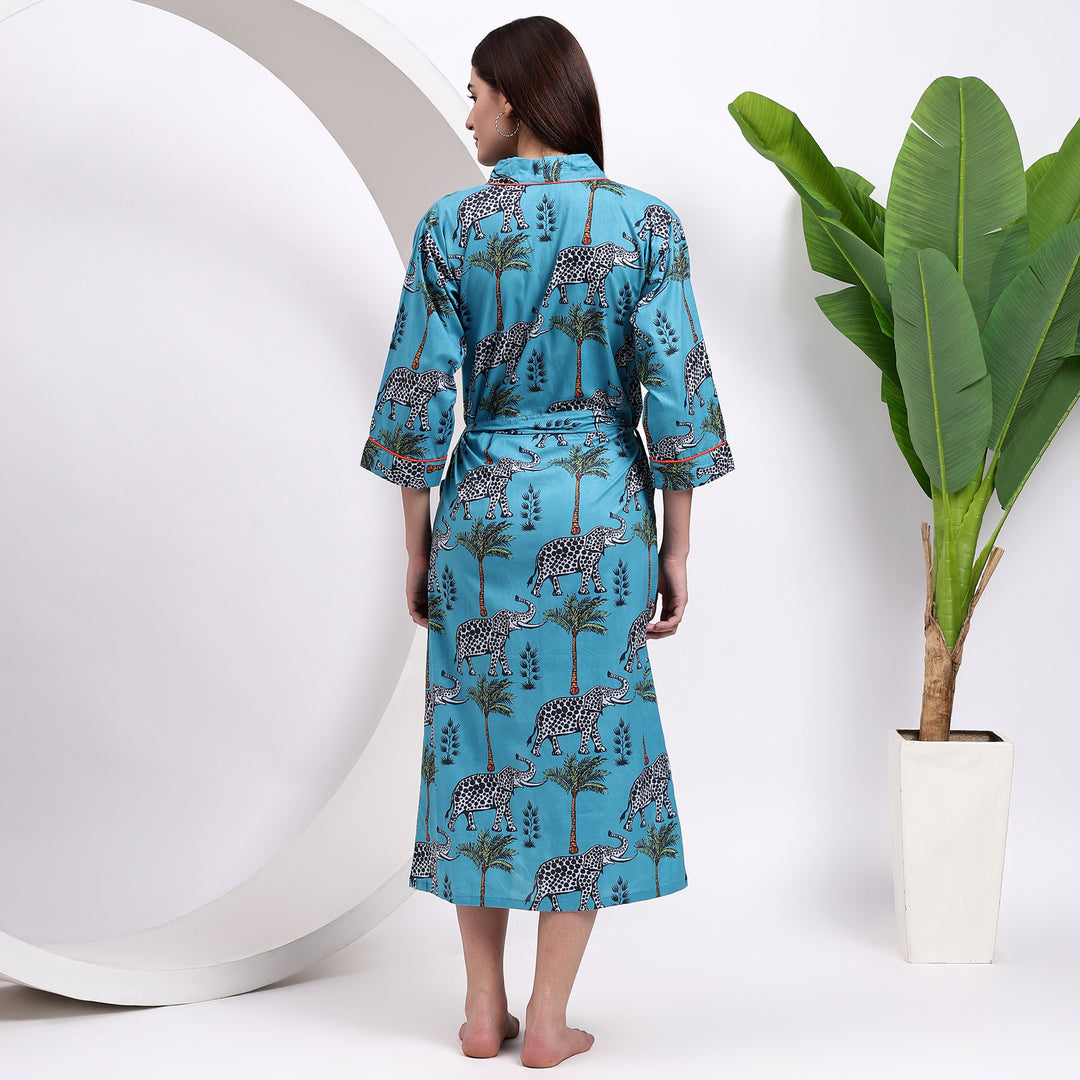 elephant print robes for women