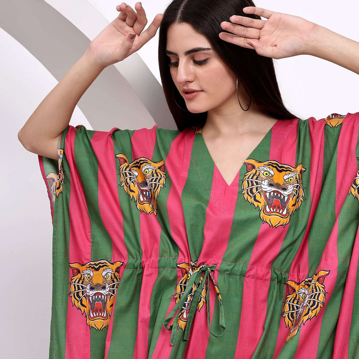 Bold caftan dress – breathable cotton fabric