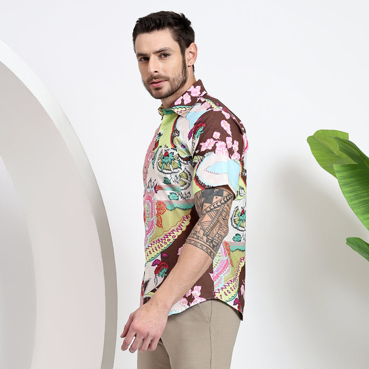 Short-sleeve tropical shirt for men, ideal for warm weather and beach parties