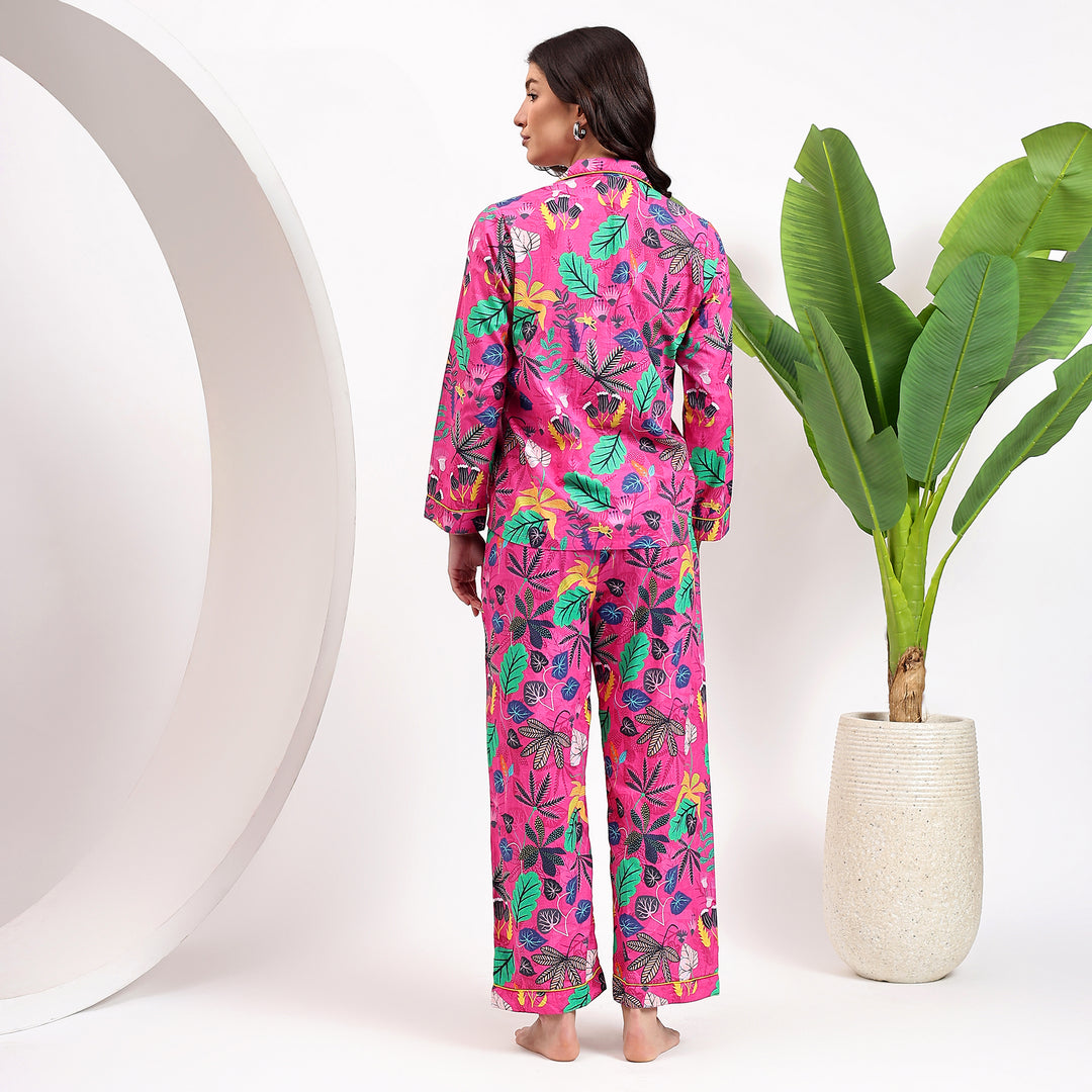 Handmade tropical print cotton pajamas – women’s sleepwear