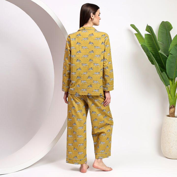Indian block print cotton pajamas – leopard family PJs