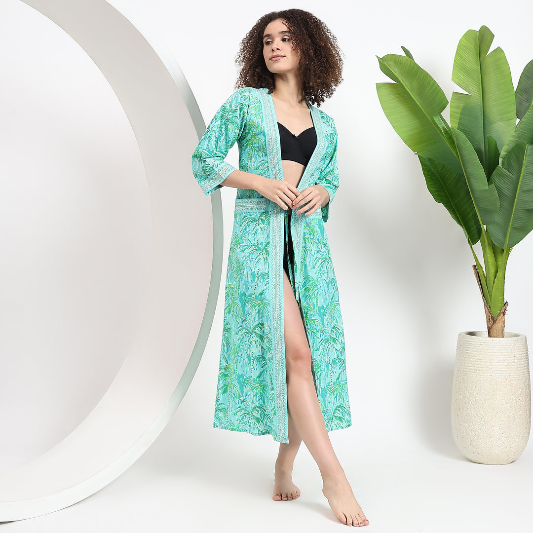 Breezy tropical kimono perfect for beach cover-up styling