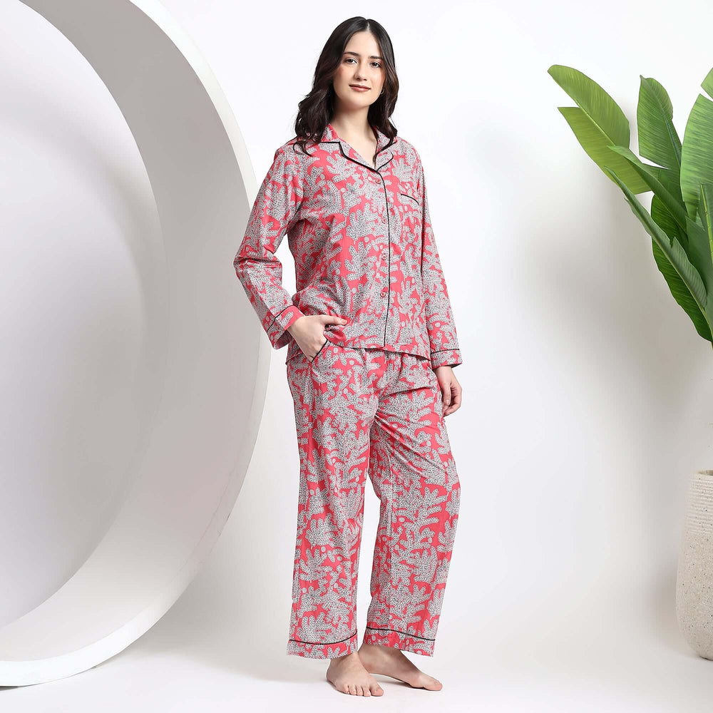 Floral cotton pajama set – Indian block print family PJs