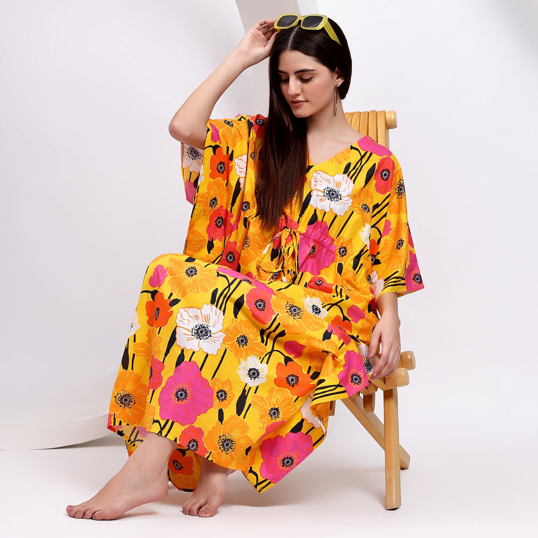 floral long caftans dress