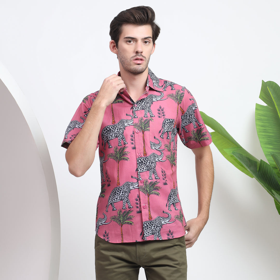 Men’s button-down animal print Cuban shirt – A must-have for trendy casual outfits