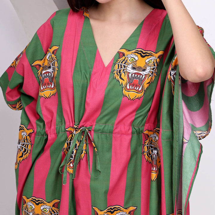 Women’s cotton kaftan – wild print lounge dress