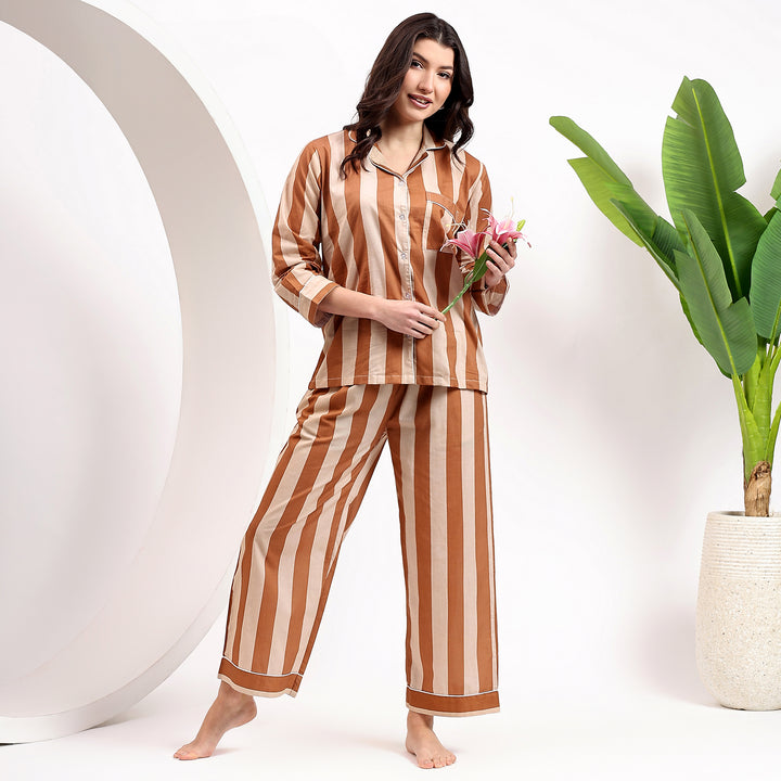 Cotton block print pajama set – stripe family matching PJs